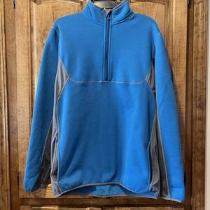 Under Armour Mens Large Loose Quarter Zip Pull Over Fleece Lined Sweatshirt Blue